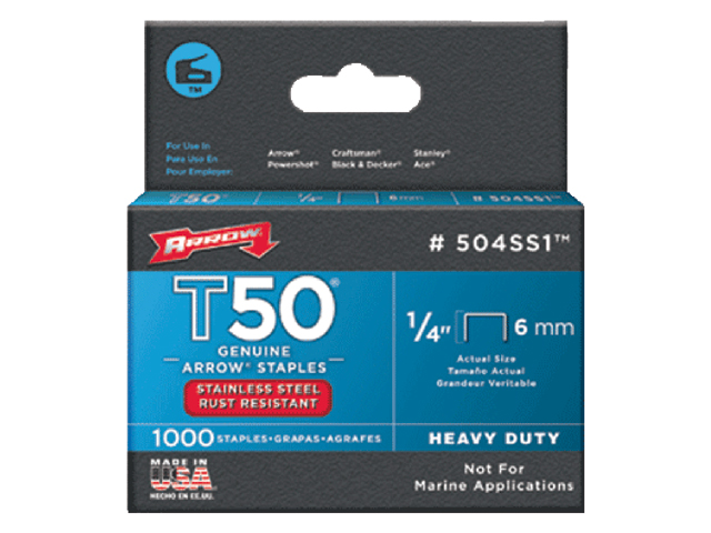 Staples, T50 1/4" Stainless Steel 1000pk