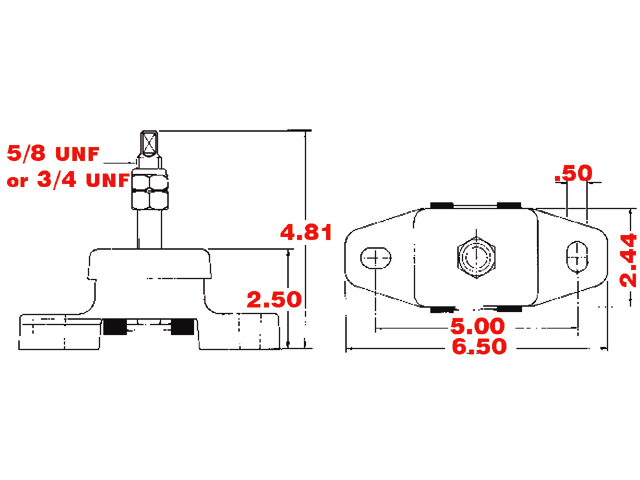 EngineMount, CtoC:5" Stud:5/8" Stampd:682