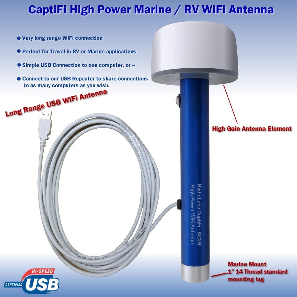 Wifi Antenna, Long Range Marine Direct USB Connect