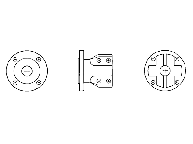 Half Coupling, 4" for Shaft:3/4" 4Bolt Male PilotØ2.5"