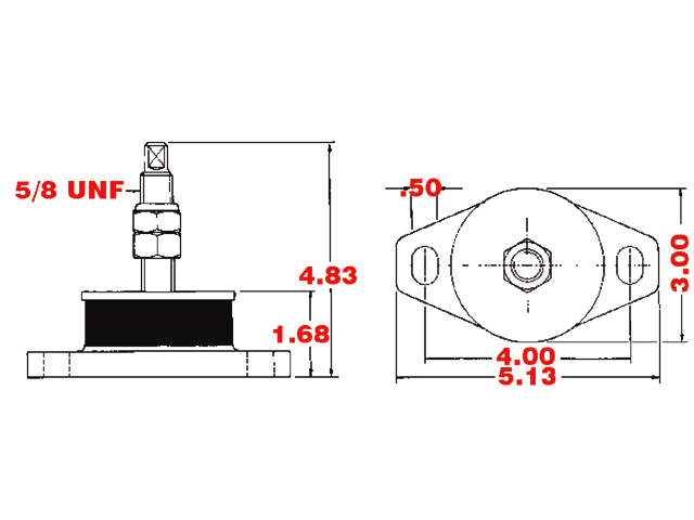 EngineMount, CtoC:4" Stud:5/8" Stampd:180