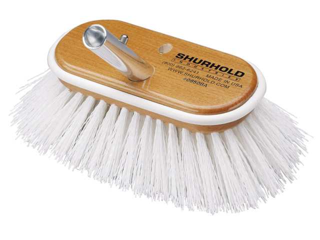 Deck Brush, 6" Stiff White Bristles with Shur-Lok Male