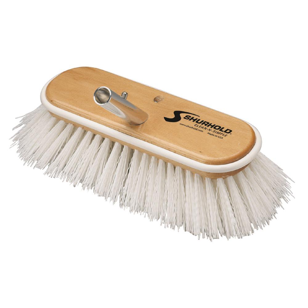 Deck Brush, 10" Classic Extra Stiff White Bristles with Shur-Lok Male