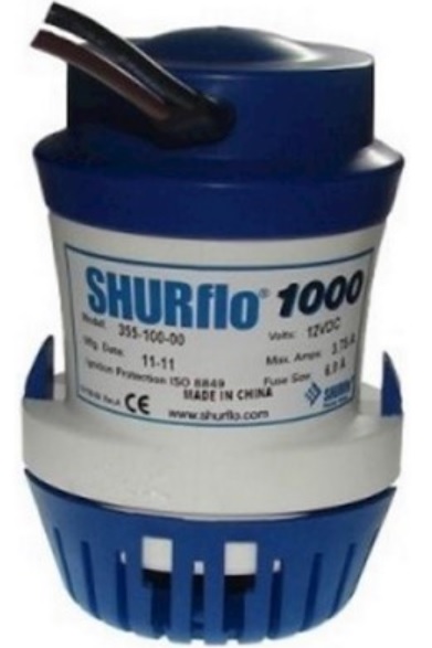 Bilge Pump, Submersible 1000GpH 12V Port:1-1/8"