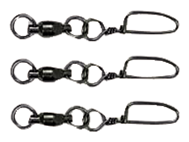 Swivel, Ball Bearing Snap 115Lb Stainless Steel Black 3 Pack