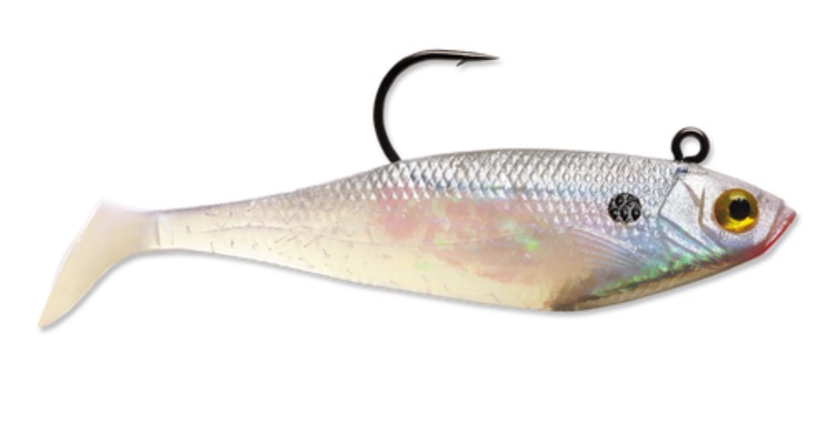 Lure, WildEye Swim Shad 4" Pearl 3 Pack