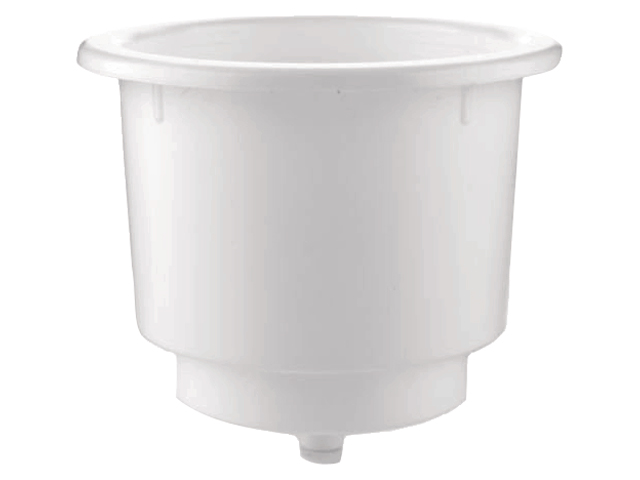 Drink Holder, Recessed Large White Plastic Drain-Barb 3/8"