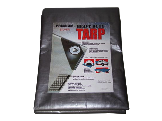 Tarpaulin, 10 x 12' Heavy Duty Silver UV Resistant 200g mÂ²