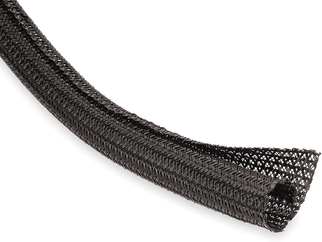 Sleeving, Braided Self Wrapping Ø:1-1/4" Black per Foot