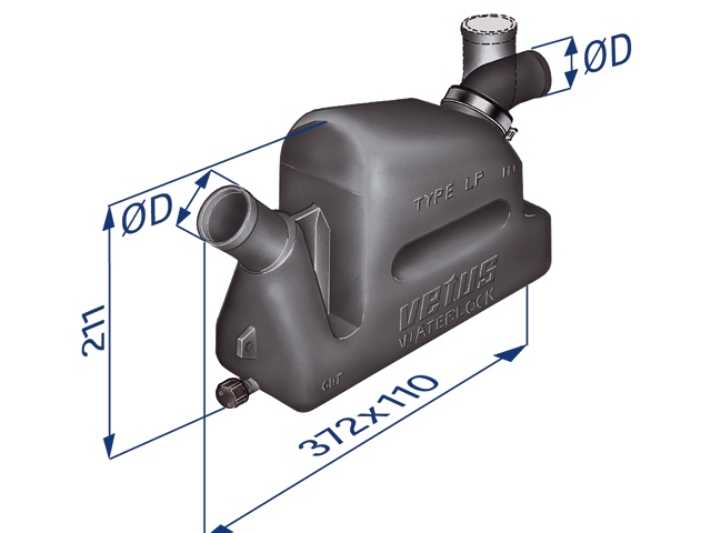 Waterlock, LPR Plastic 1Rot&1Fix-FitØ40mm Capacity:4.3Lt