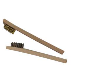 Wire Brush, Brass Mini 1/2 x 1.5" Wood-Handle Length:8"