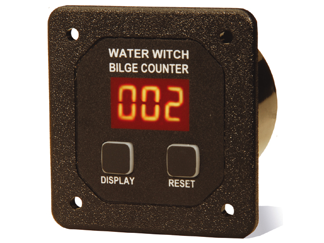 Cycle Counter for Bilge Pump Sq Bezel Black 12V