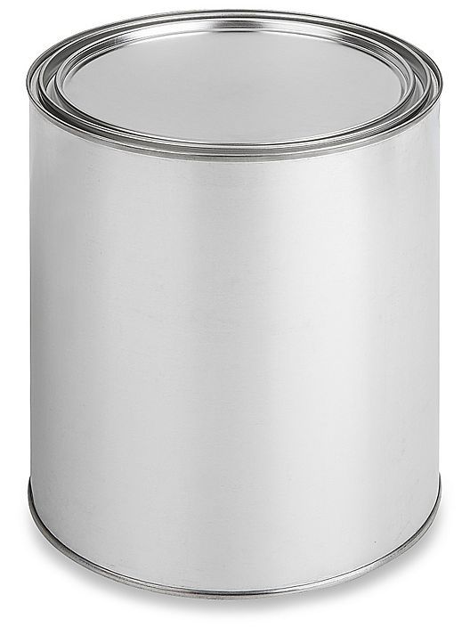 Tin Can with Lid Grey Lined Round Qt