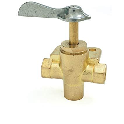 3 Way-Valve, 1/4" Plastic Tapered Thread Fuel-ShutOff Brass