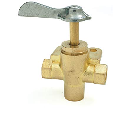 3 Way-Valve, 1/4" Plastic Tapered Thread Top-Cont Fuel Brass
