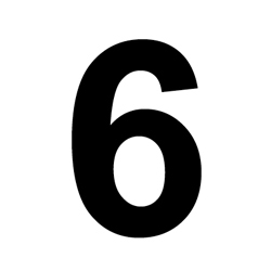 Number, 6 Vinyl Adhesive 3" Black