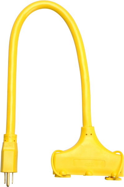 Adapter, Tri-Sourc 15A 125V 3Str12ga Length:2' Yellow