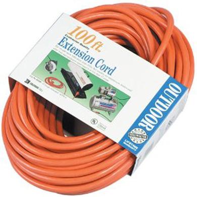 Extension Cord, 15A 125V 3Str12ga Length:100' Orange