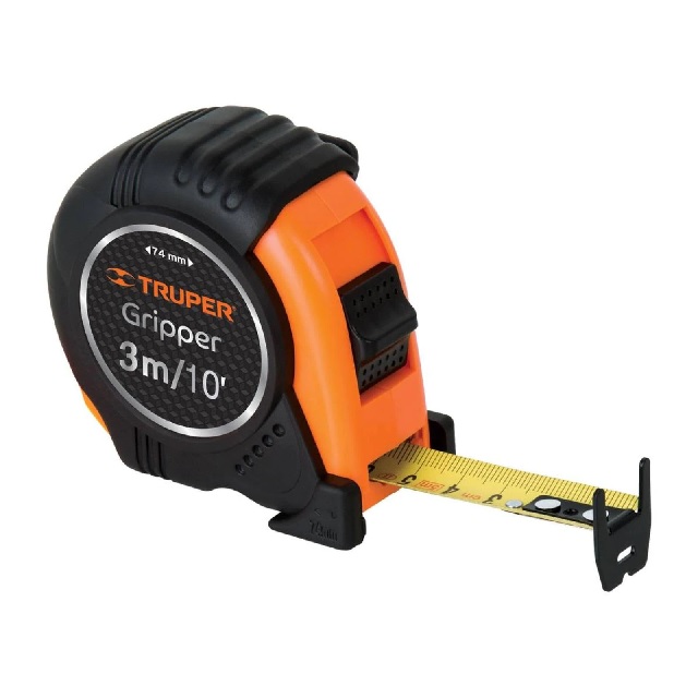 Tape Measure, 10'/3m Width 1/2" Yellow