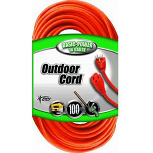 Extension Cord, 13A 125V 3Str16ga Heavy Duty Length:100' Orange