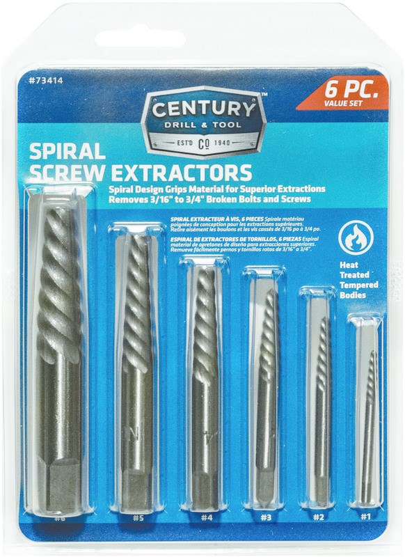 Screw Extractor Set, Spiral 6 Piece