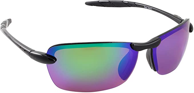 Sunglasses, Sea Hawk Black Frame/Green Mirror Lens