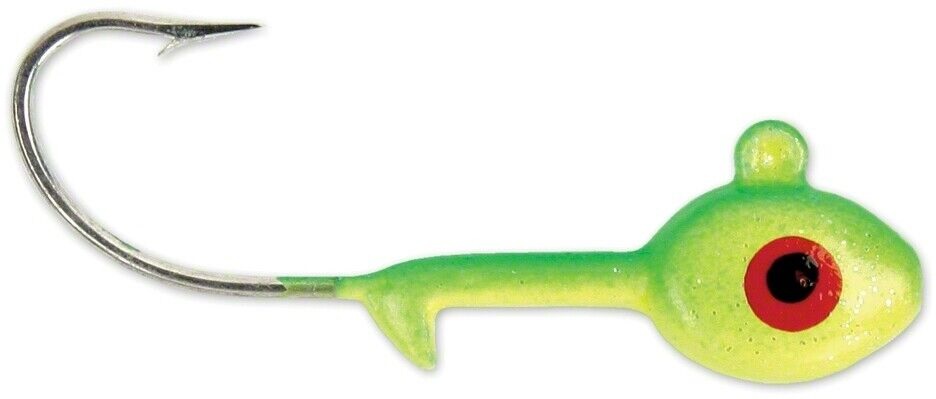 Lure, Grub Head 1/4oz 1/0 Hook Char/Lime 7 Pack