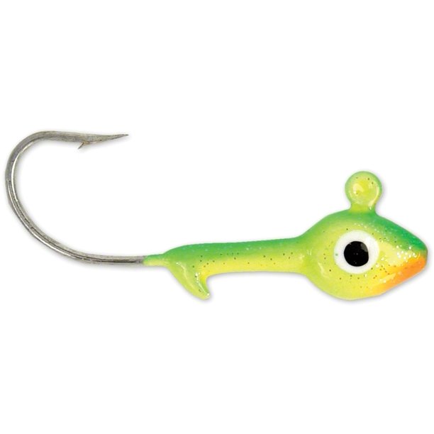 Lure, Grub Head 1/4oz 1/0 Hook Char/Lime/Or 7 Pack