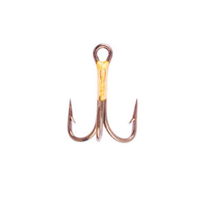 Treble Hook, Needle Point Size 6 Bronze 4X Strong 5 Pack