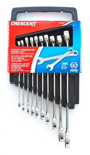 Wrench Set, with Rack 10 Piece Metric Combination