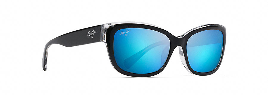 Sunglasses, Plumeria Frame Black with Crystal Lens Blue Hw