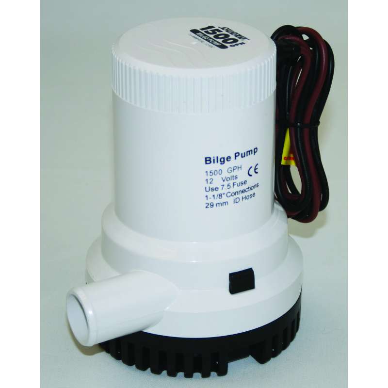 Bilge Pump, Submersible 1500Gph 12V Port:1-1/8"