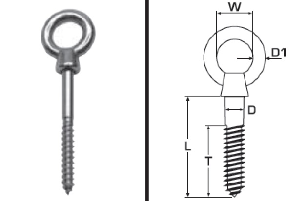 Eye Bolt, A4 8 x 80mm with Wood Thread