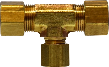 Tee, Reducing 3/8" x 3/8" x 1/4" Compression Brass