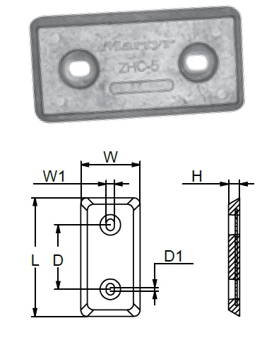 Anode, Bolt-On Hull Magnesium Length:8" Width 4"