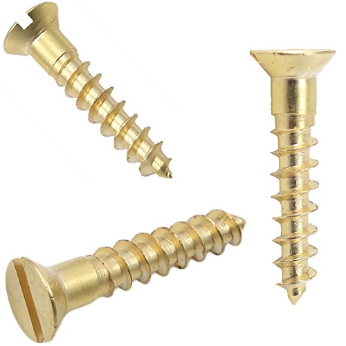 Wood Screw, Brass Flat Slotted Head #4 x 1"