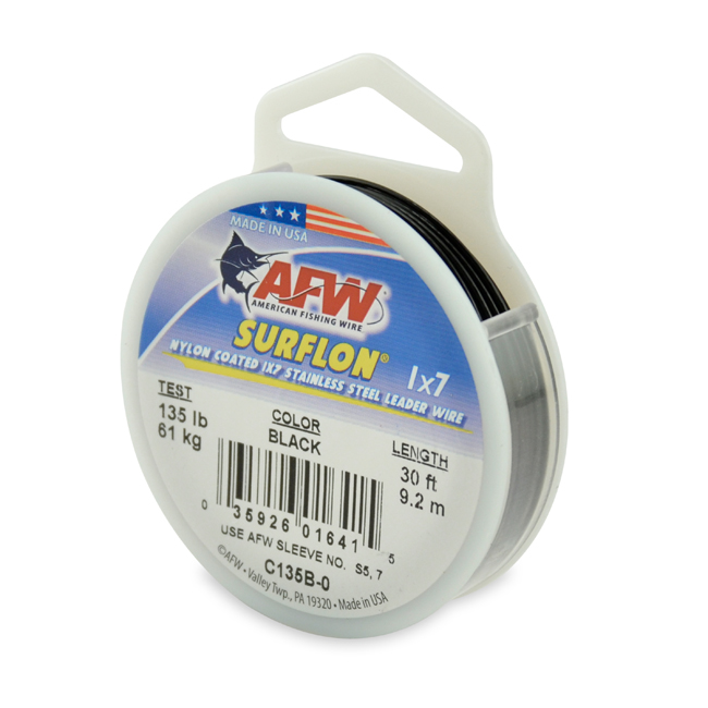 Leader Wire, 135Lb Surflon 1x7 Coated Black 30' Coil