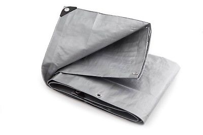 Tarpaulin, 20' x 20' Heavy Duty Polyester Silver/Black