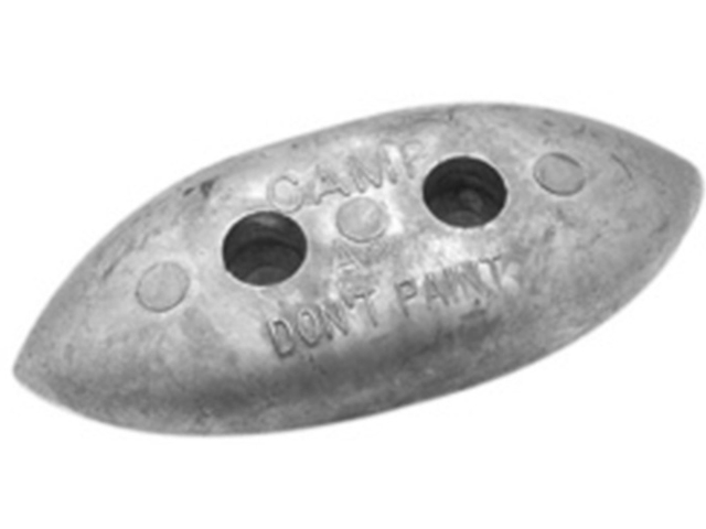 Anode, Oval Zinc Length:4.75 Width 2" 2Holes-CtC:1.25"