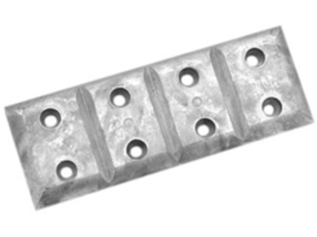 Anode, Rectangle Zinc Length:7.5 Width 2.75" 8Holes