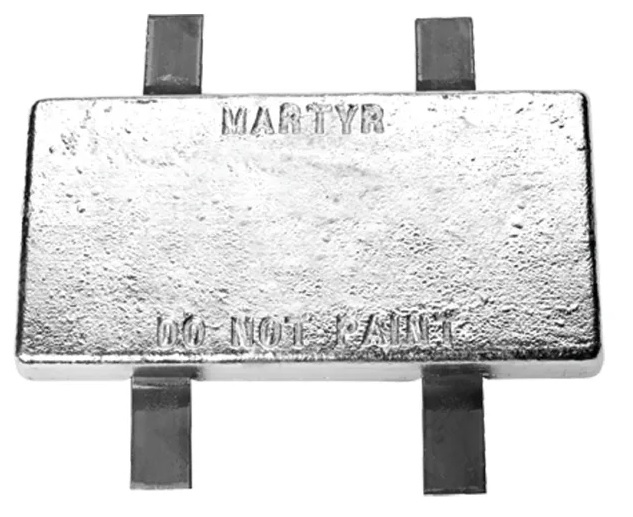 Anode, Rectangle Zinc Length:12 Width 6 Thickness:1.25" Weld-On