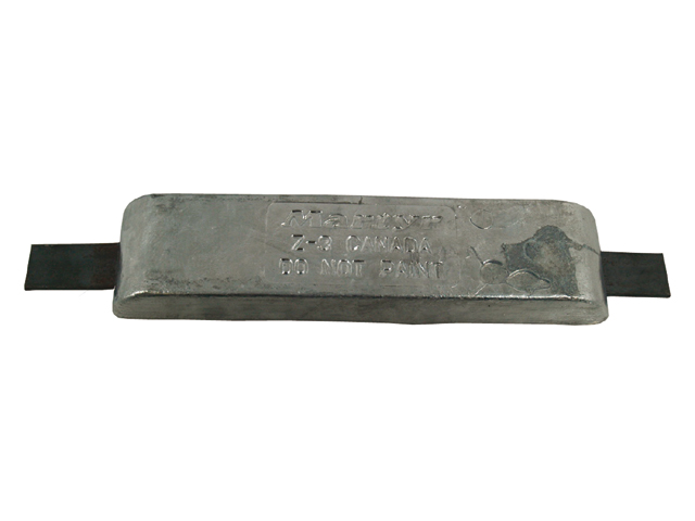 Anode, Rectangle Zinc Length:12 Width 3 Thickness:1.25" Weld-On