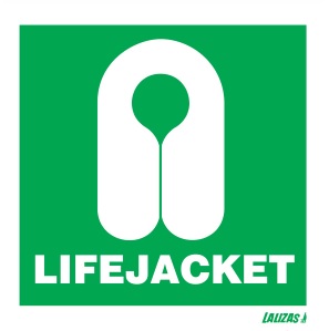 Sign, Lifejacket 15 x 15 Self Adhesive Vinyl