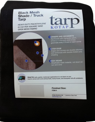 Tarpaulin, 12' x 12' Heavy Duty Mesh Polyester Black