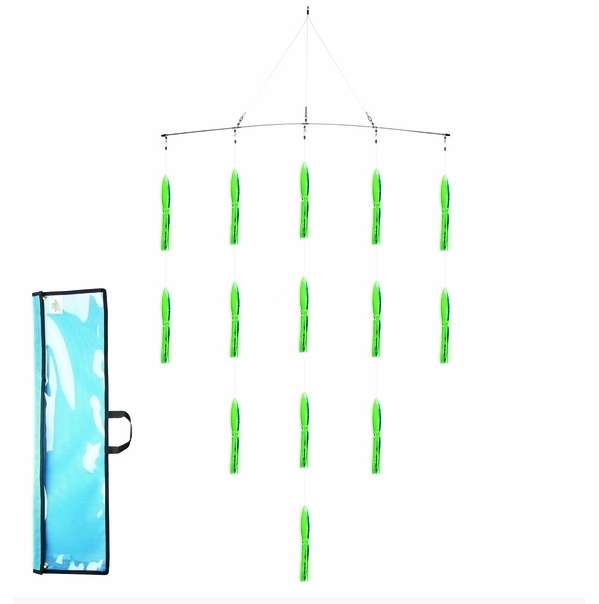 Spreader Bar, Rigged Squid 36" Fluorescent Green with Foil