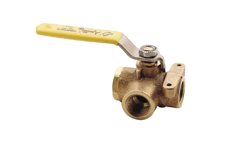 3 Way-BallValve, 3/4" Female NPT Thread Bronze