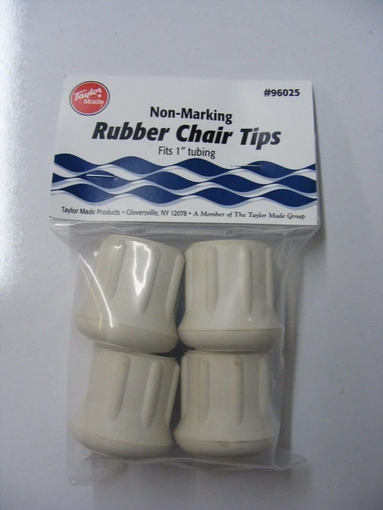 Chair Tip, 1" White Rubber for Single-Tube 4 Pack