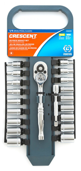 Wrench Set, 1/4" Drive Socket SAE/Metric 20 Piece