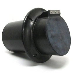 Exhaust Thru Hull, Fiberglass with Rubber Flap Ø4" Black