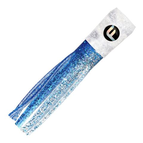 Lure, Mini Soft Chugger 4" Glitter Head Blue White 4Pk